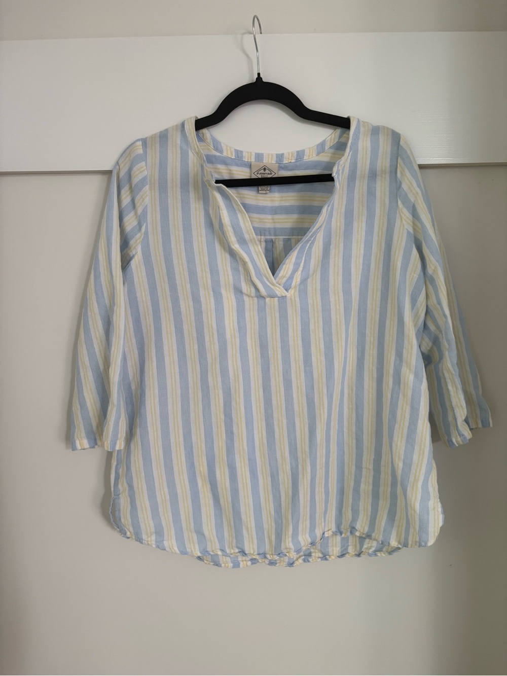 St. John's Bay Blue and Cream Striped V-Neck Tunic